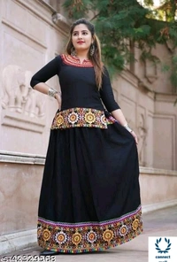 Stylish  RETRO  Women Ethenic Embroidered Rayon  Skirts And Tops - XXL